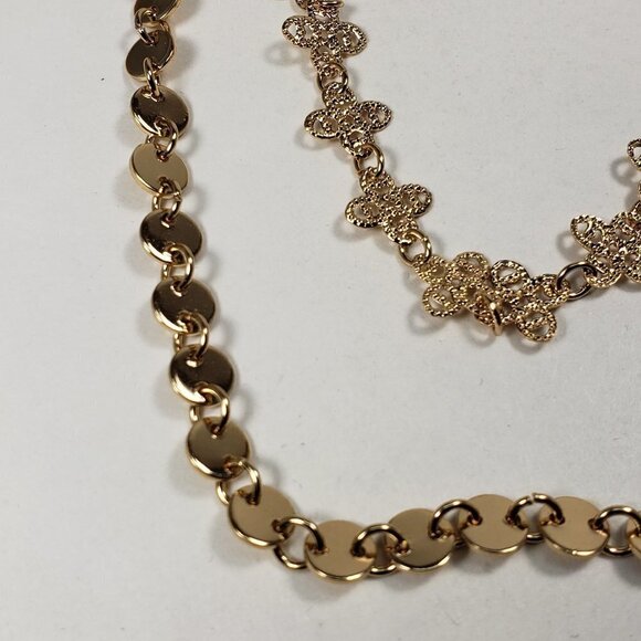 Women's Stunning Gold Fancy-Disc Filigree Clover Layered Long Necklace, 40-inch - Picture 3 of 6